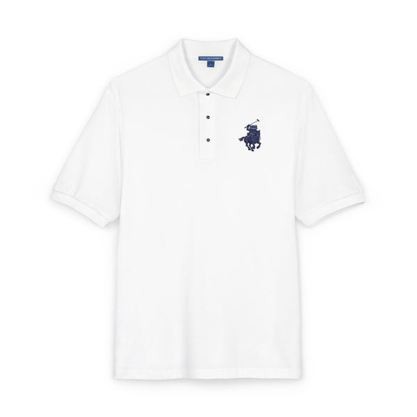 Embroidered COQUI Polo Shirt with Navy Crest — alternate view